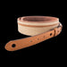 Taylor Vegan Leather Strap Tan with Natural Textile 2.5" Embossed Logo Rolled Up Bottom Tab