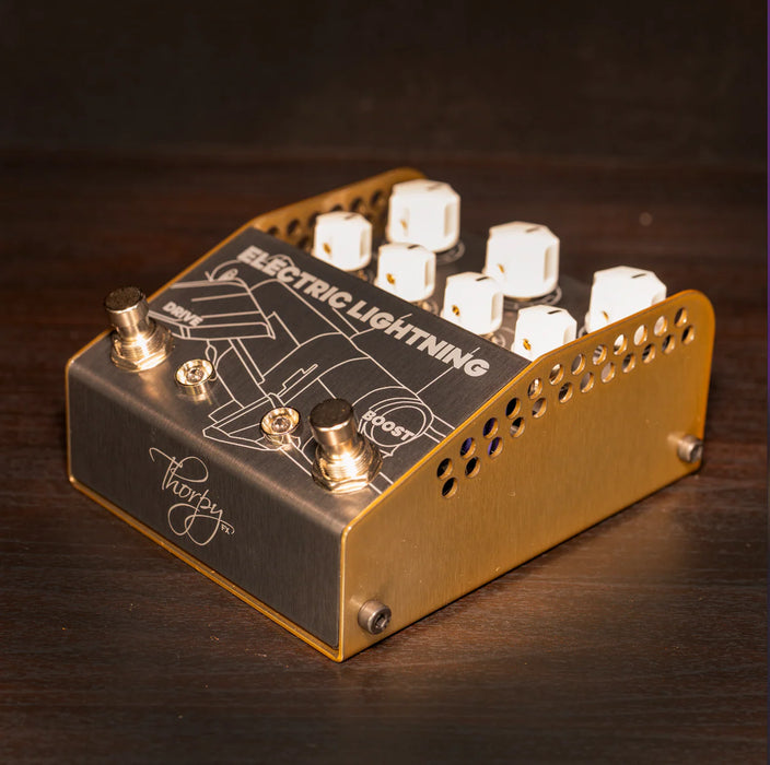 Thorpy FX Electric Lightning Overdrive Boost Pedal Left Side Zoom Out