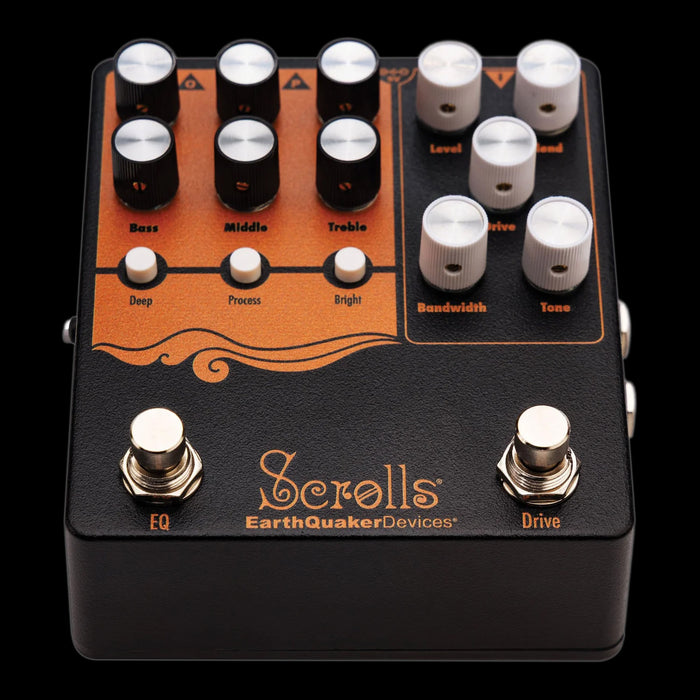 EarthQuaker Devices Scrolls Bass Odyssey PreAmp/Overdrive/EQ/DI Pedal Angle Up
