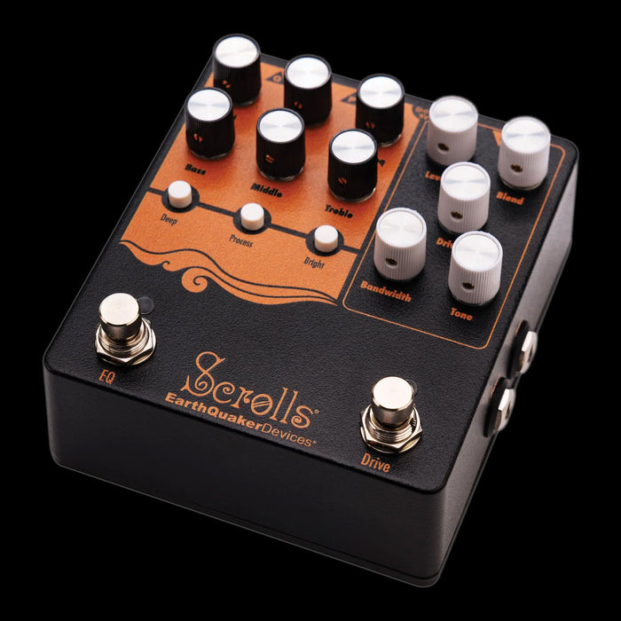 EarthQuaker Devices Scrolls Bass Odyssey PreAmp/Overdrive/EQ/DI Pedal Angle Right