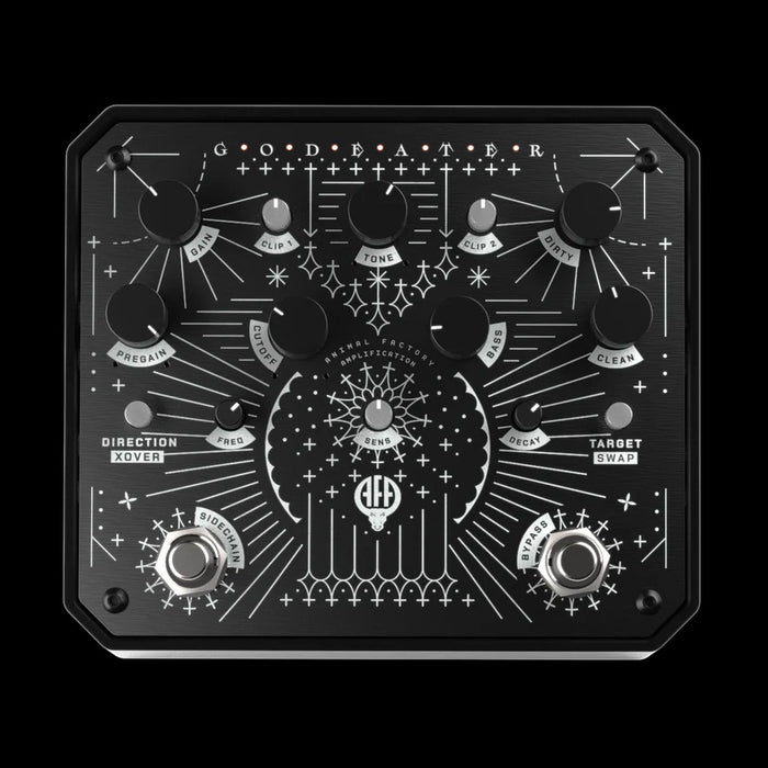 Animal Factory Godeater+ Dynamic Bass Distortion Pedal Front Closeup