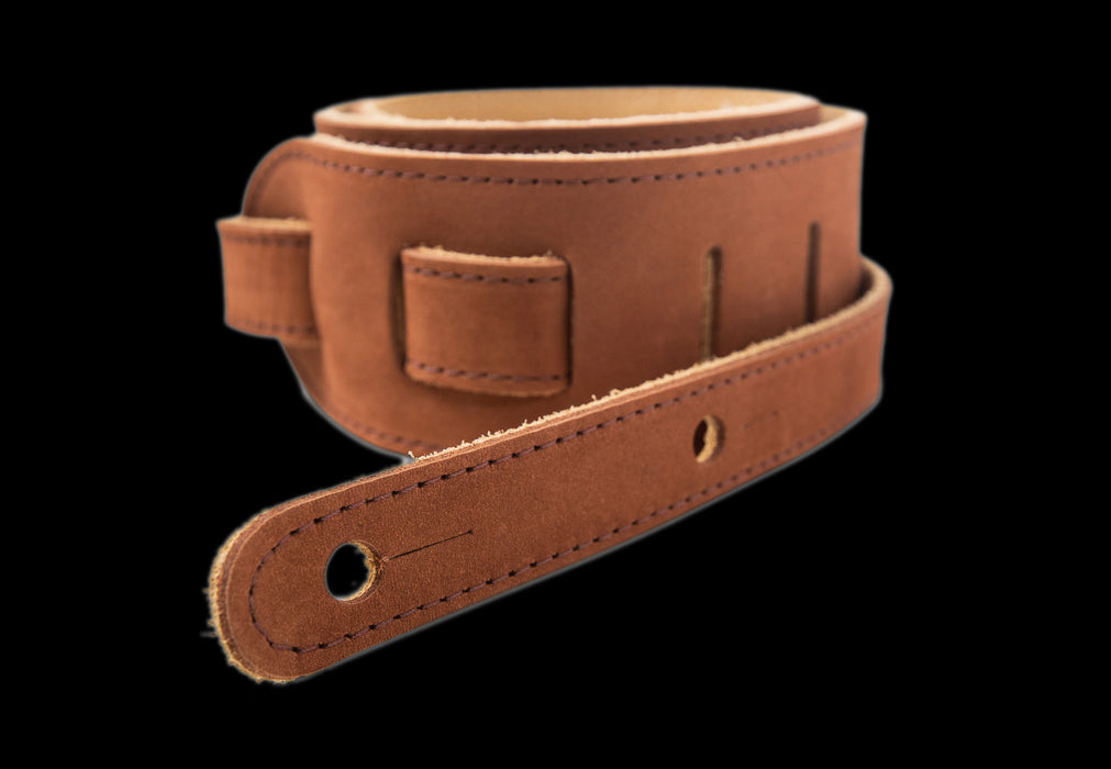 Taylor Gemstone Strap Sanded Suede Medium Brown 2.5" Rolled Up Back Tab