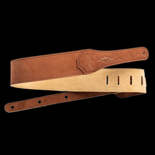 Taylor Gemstone Strap Sanded Suede Medium Brown 2.5" Folded