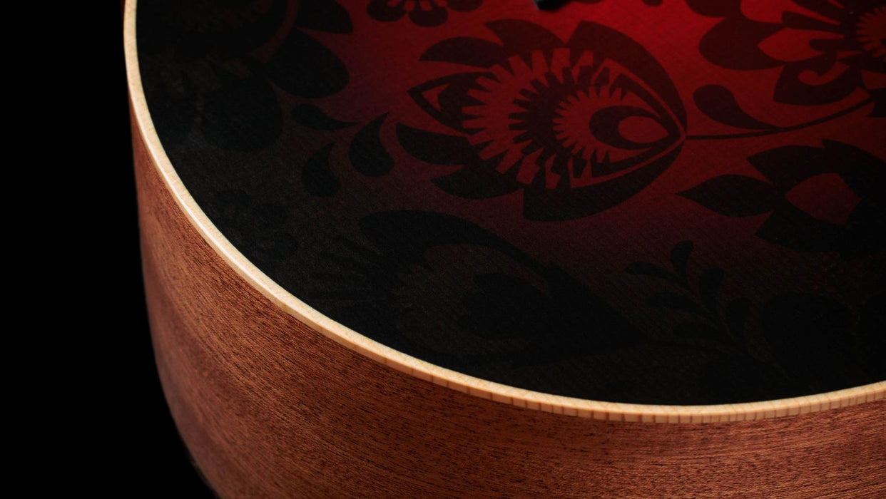 Taylor GS Mini-e Special Edition Victorian Burst Acoustic Electric Guitar Closeup Top