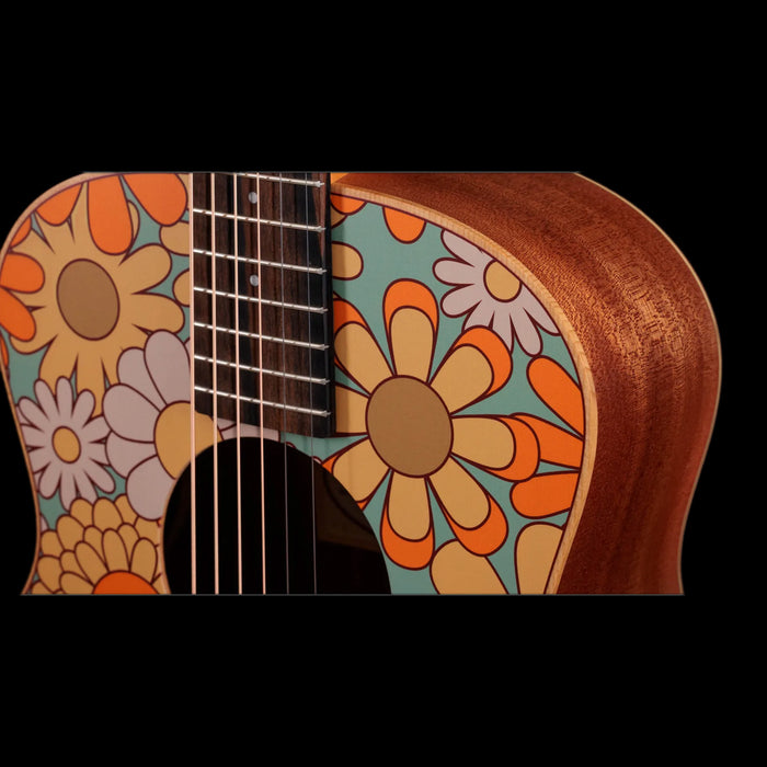 Taylor GS Mini-e Special Edition Floral Blue Spruce Top Closeup Upper Bout