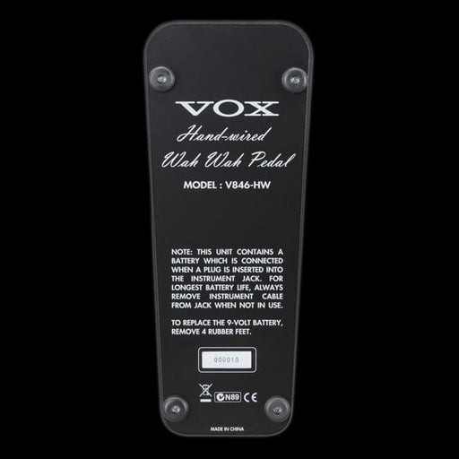 Vox Hand-Wired Wah Wah Pedal - V846HW Bottom