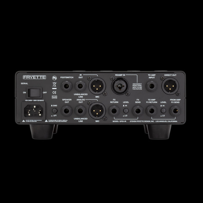 Fryette Valvulator GPDI/IR - Direct Recording Tube Amplifier Back Panel