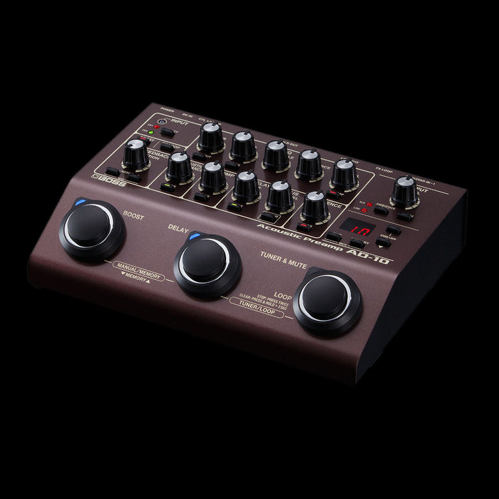 Boss AD-10 Acoustic Preamp Pedal Side Angle
