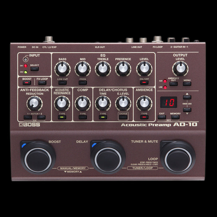 Boss AD-10 Acoustic Preamp Pedal Front