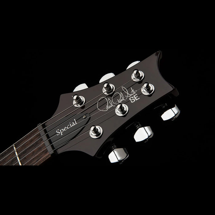 PRS SE Special Semi-Hollow Orange Tiger Smokeburst Headstock