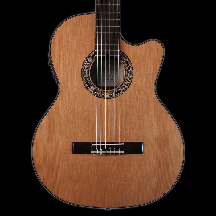 Kremona Performer Series Fiesta F65CW TLR Solid Cedar Top Nylon String Classical Acoustic Electric Guitar Front Crop