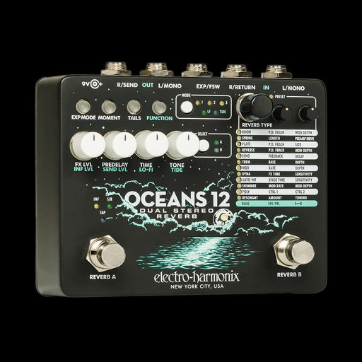 Electro-Harmonix Oceans 12 Multifunction Dual Reverb Guitar Effect Pedal