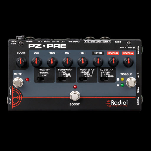 Radial Engineering PZ Pre Acoustic Instrument Preamp Pedal Top