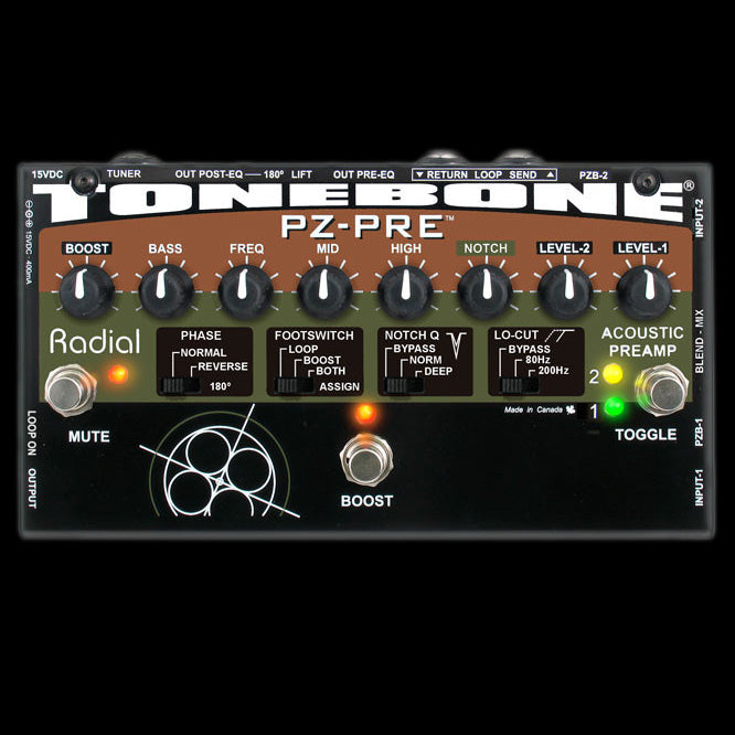 Radial Engineering PZ Pre Acoustic Instrument Preamp Pedal Front