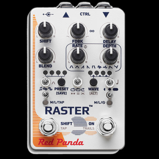 Red Panda Raster 2 Delay and Pitch Shifter Guitar Effect Pedal Front 