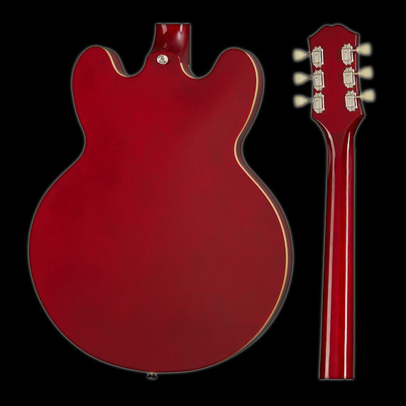 Epiphone ES-335 Cherry Electric Guitar Back Body Close Headstock