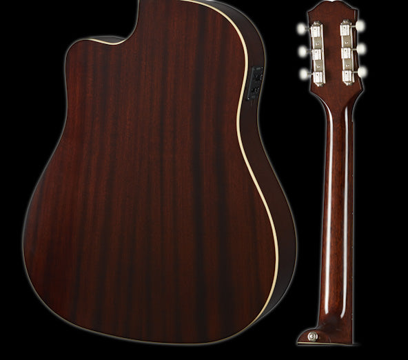 Epiphone J-45 EC All Solid Fishman Presys II Aged Vintage Sunburst Acoustic Electric Guitar Back Neck 