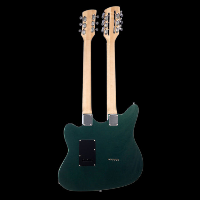 Eastwood Surfcaster 6/12 Double Neck Guitar Metallic Green Back