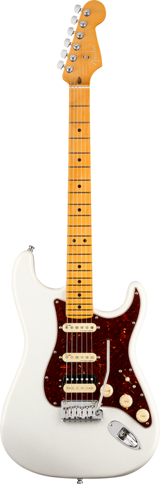 Fender American Ultra Stratocaster HSS Maple Fingerboard Arctic Pearl Electric Guitar With Case