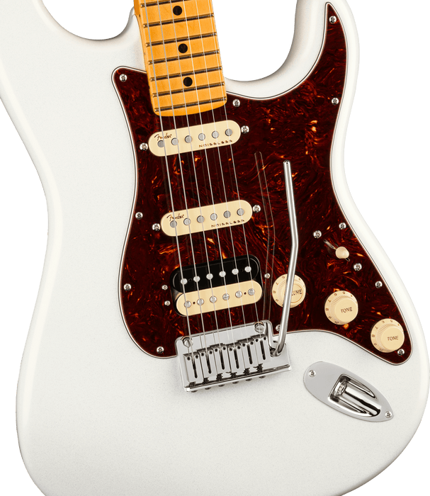 Fender American Ultra Stratocaster HSS Maple Fingerboard Arctic Pearl Electric Guitar With Case