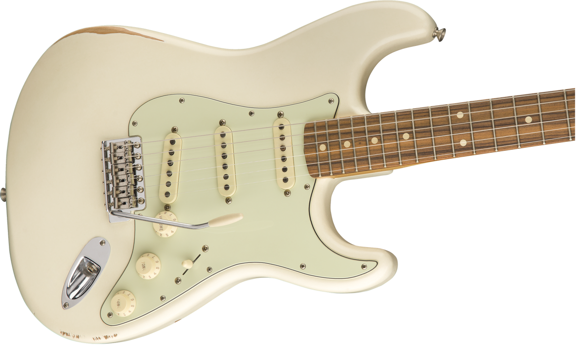DISC - Fender Road Worn '60s Stratocaster Pau Ferro Fingerboard Olympic White Electric Guitar With Bag