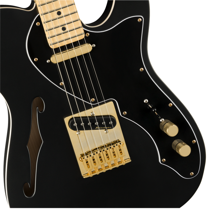 DISC - Fender Limited Edition Deluxe Telecaster Thinline Satin Black Gold Hardware w/ Bag