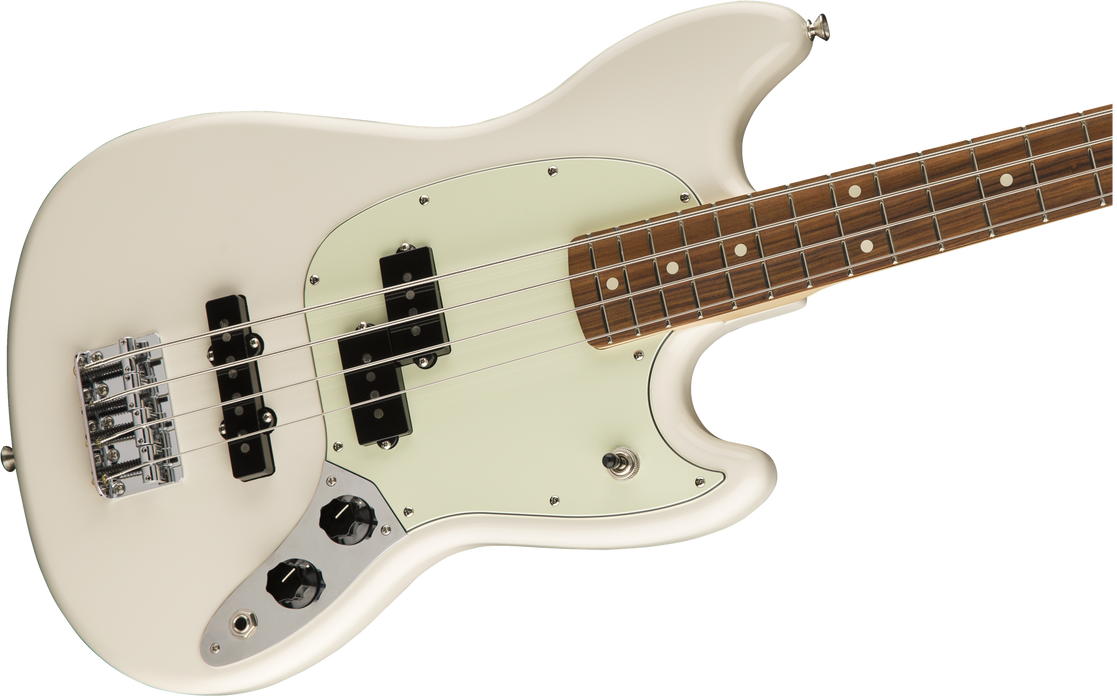 DISC - Fender Mustang Bass PJ Pau Ferro Fingerboard Olympic White