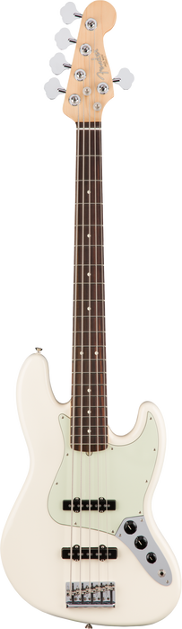 DISC - Fender American Professional Jazz Bass V Rosewood Fingerboard Olympic White With Case