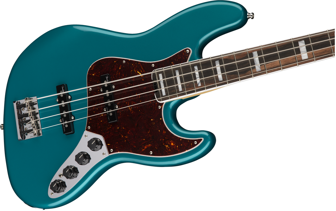 DISC - Fender American Elite Jazz Bass Ocean Turquoise Ebony Fingerboard With Case