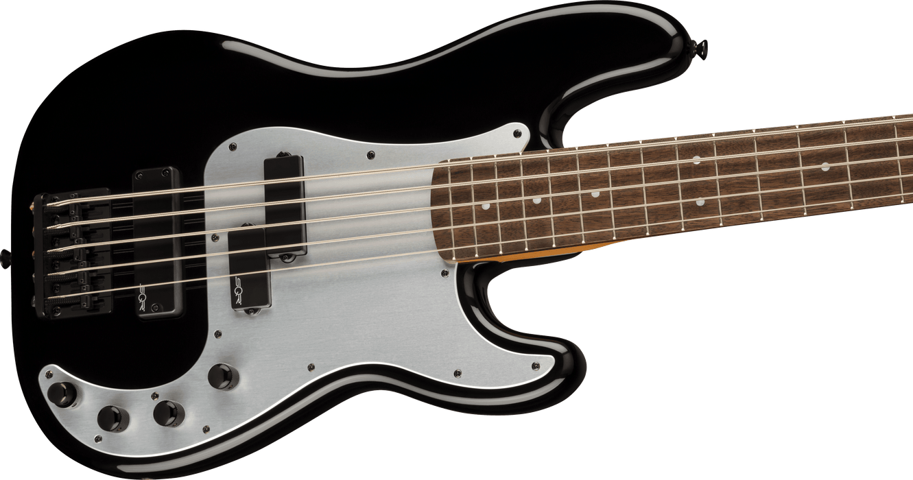 Squier Contemporary Active Precision Bass® PH V, Laurel Fingerboard, Silver Anodized Pickguard, Black Bass Guitars