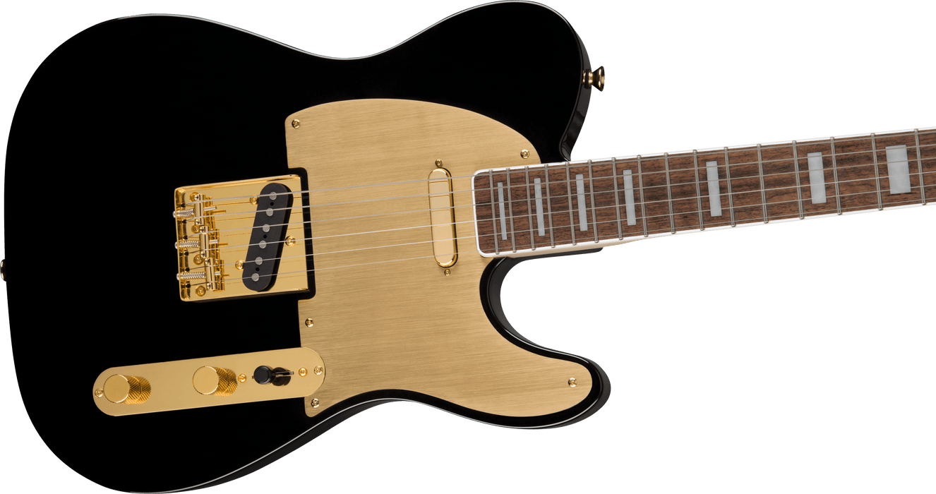 Squier 40th Anniversary Telecaster®, Gold Edition, Laurel Fingerboard, Gold Anodized Pickguard, Black Electric Guitars