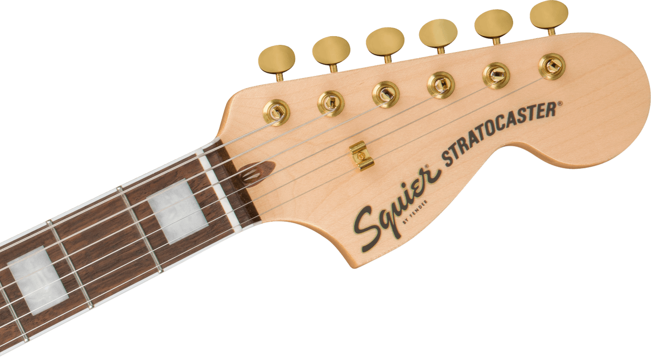 Squier 40th Anniversary Stratocaster®, Gold Edition, Laurel Fingerboard, Gold Anodized Pickguard, Sienna Sunburst Electric Guitars