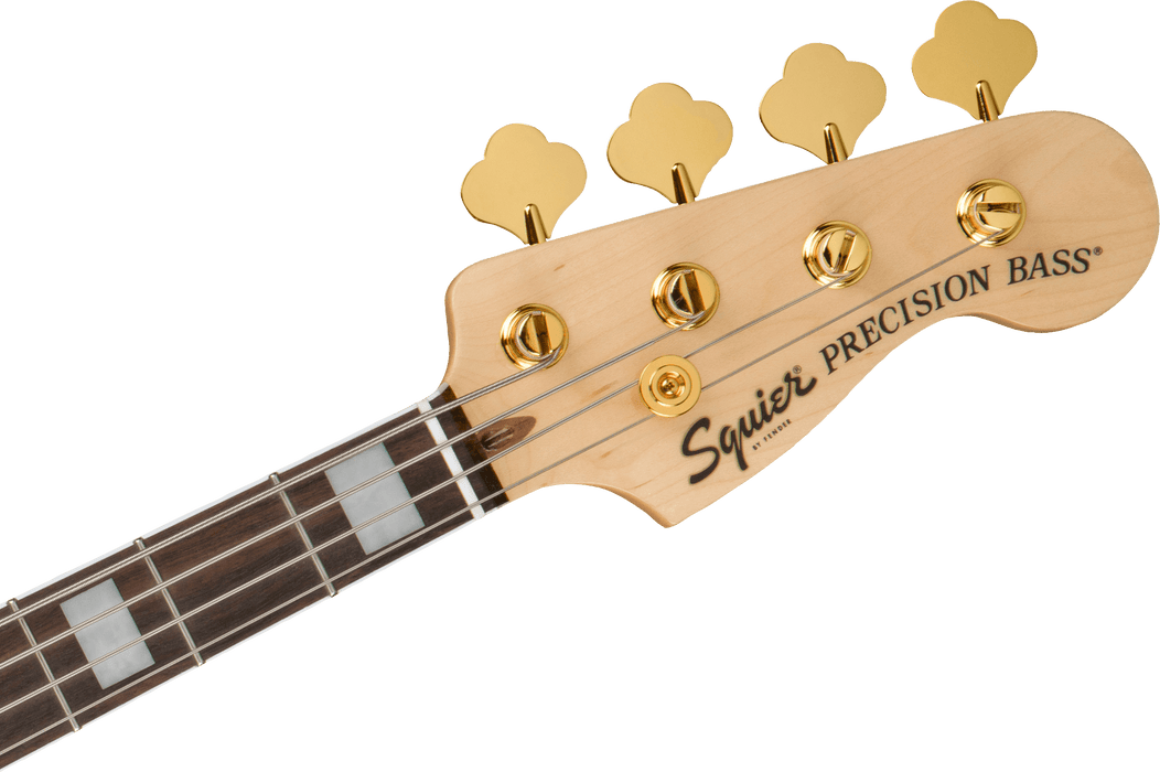 Squier 40th Anniversary Precision Bass®, Gold Edition, Laurel Fingerboard, Gold Anodized Pickguard, Black Bass Guitars