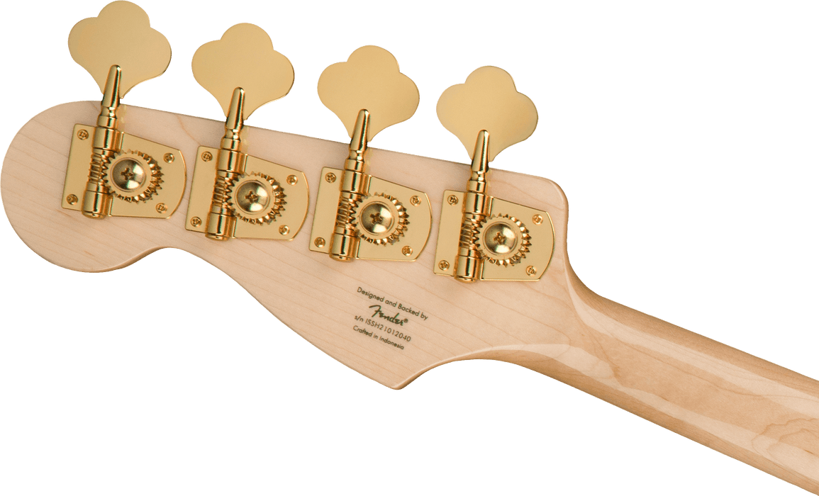 Squier 40th Anniversary Jazz Bass®, Gold Edition, Laurel Fingerboard, Gold Anodized Pickguard, Ruby Red Metallic Bass Guitars