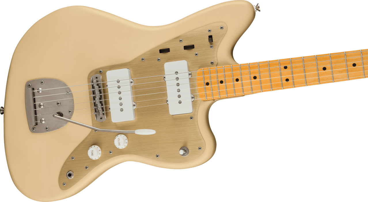 Squier 40th Anniversary Jazzmaster®, Vintage Edition, Maple Fingerboard, Gold Anodized Pickguard, Satin Desert Sand Electric Guitars