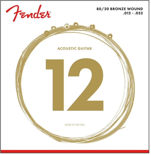 Fender 80/20 Bronze Ball End 70L .012-.052 Acoustic Guitar Strings