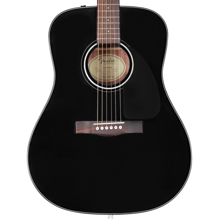 Fender CD-60 Dreadnought V3 Walnut Fingerboard Black Acoustic Guitar With Case