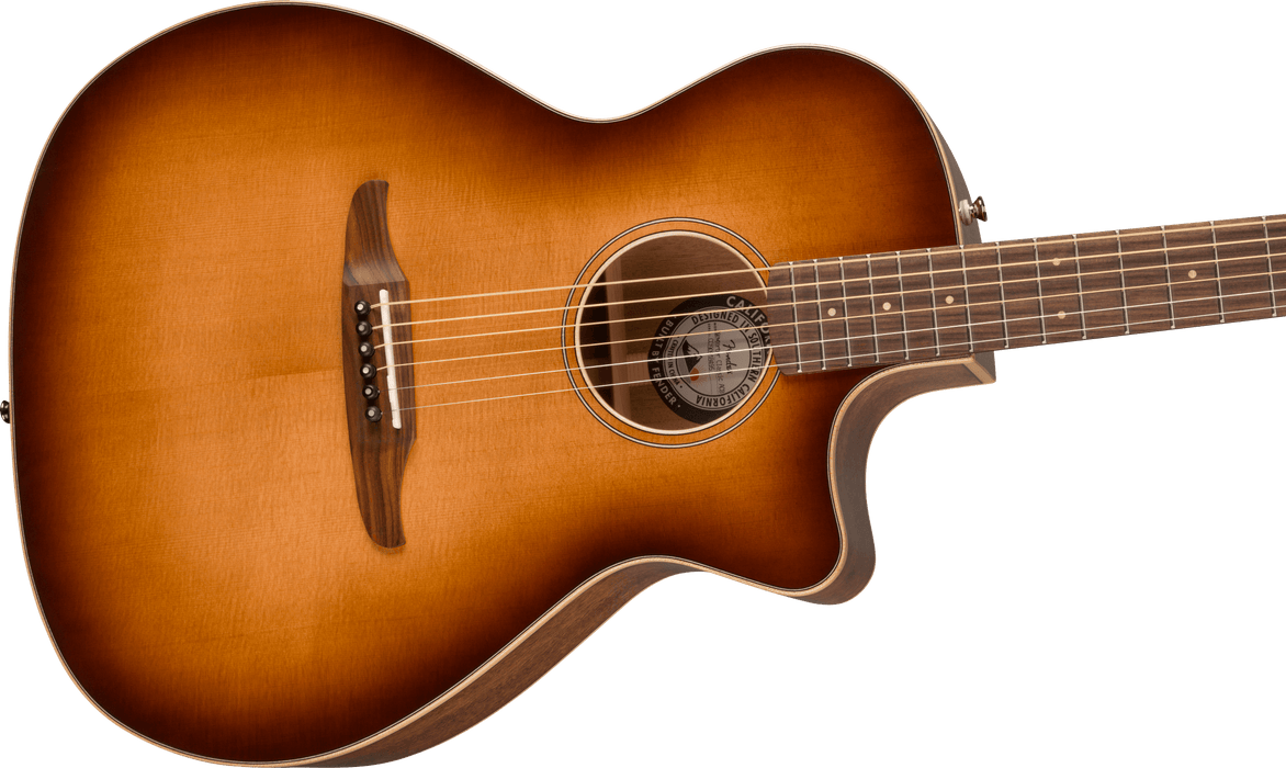 Fender Newporter Classic Pau Ferro Fingerboard Aged Cherry Burst Acoustic Guitar With Bag