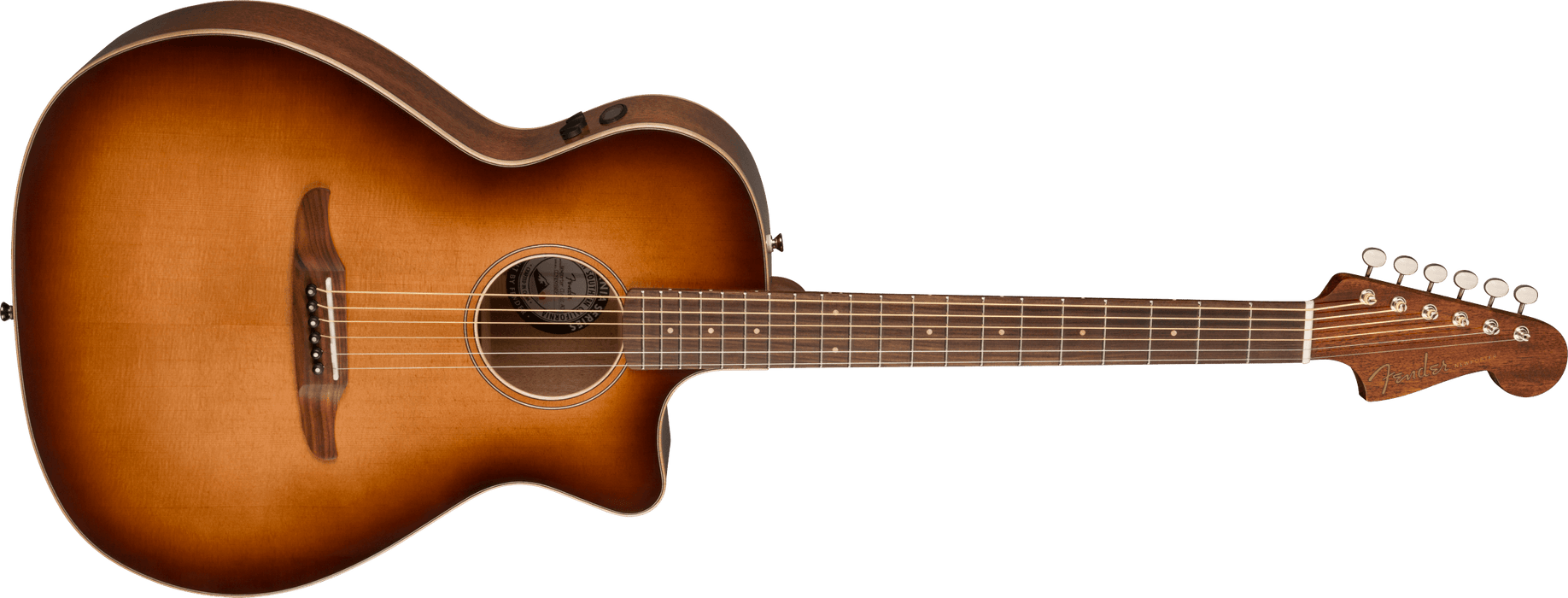 Fender Newporter Classic Pau Ferro Fingerboard Aged Cherry Burst Acoustic Guitar With Bag