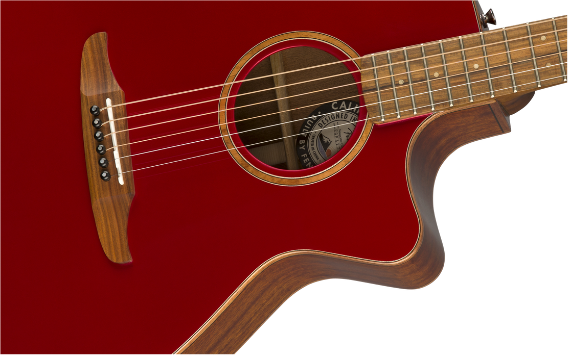 DISC - Fender Newporter Classic Pau Ferro Fingerboard Hot Rod Red Metallic Acoustic Guitar