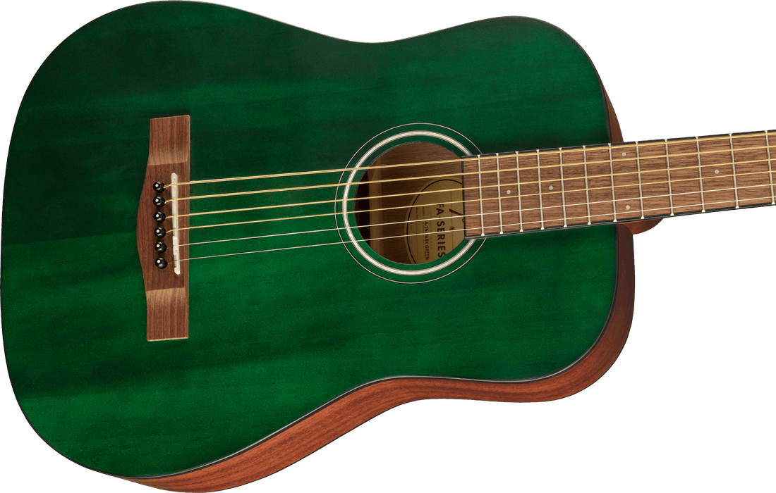 Fender FA-15 3/4 Scale Steel Walnut Fingerboard Green Acoustic Guitar W/ Gig Bag