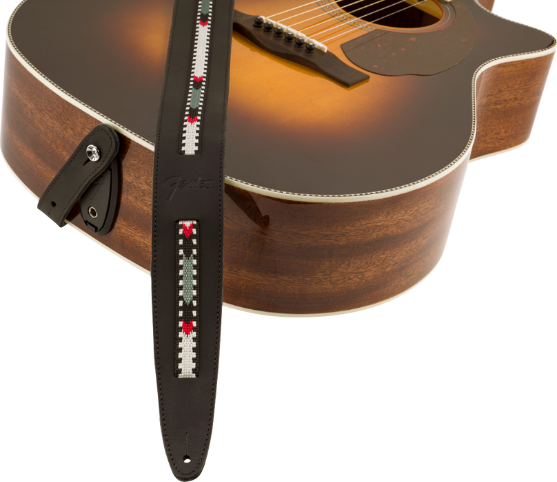 Fender Paramount Acoustic Leather Strap, Black Straps