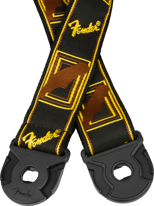 Fender Quick Grip Locking End Strap Black Yellow and Brown 2"