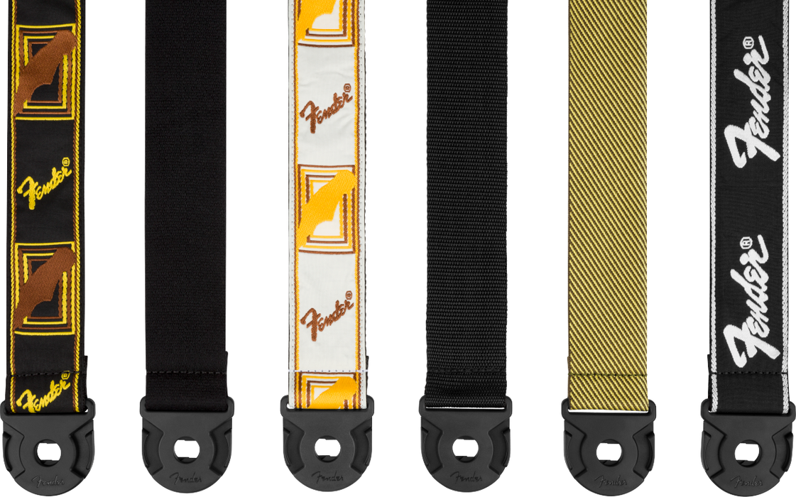 Fender Quick Grip Locking End Strap Black Yellow and Brown 2"