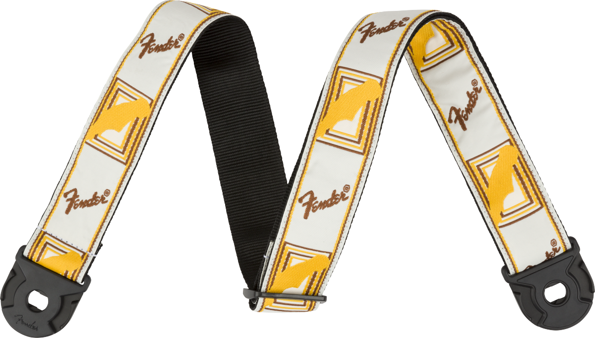 Fender Quick Grip Locking End Strap White Yellow and Brown 2"