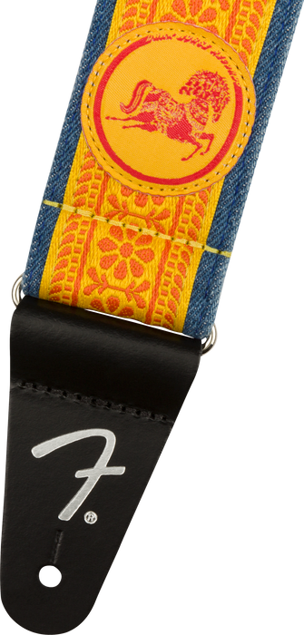 thumbnail image 2 of Fender George Harrison Dark Horse Logo Guitar Strap - 2-Inch Wide Denim & Jacquard Design 2 of 14