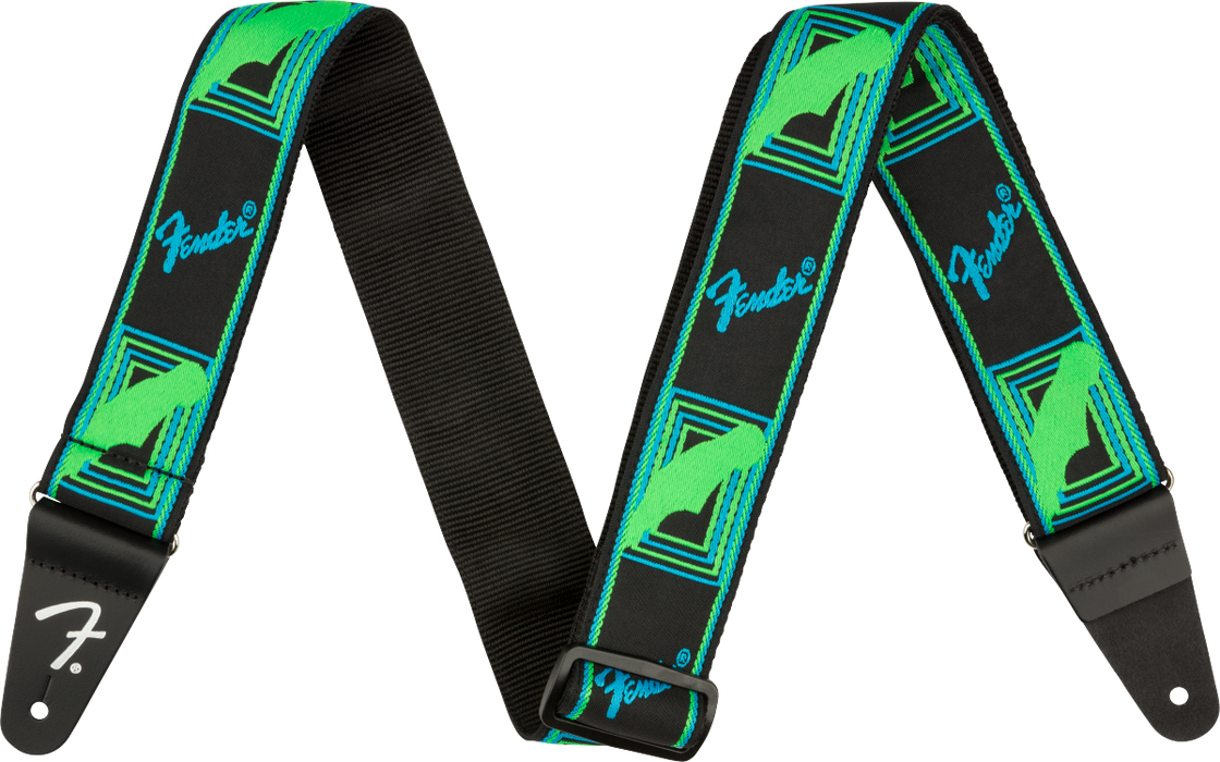 Fender Neon Monogrammed Strap Green/Blue