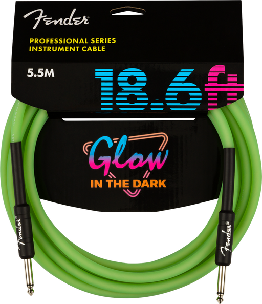Fender Professional Glow in the Dark Cable Green 18.6-ft.