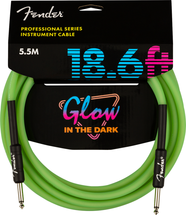 Fender Professional Glow in the Dark Cable Green 18.6-ft.