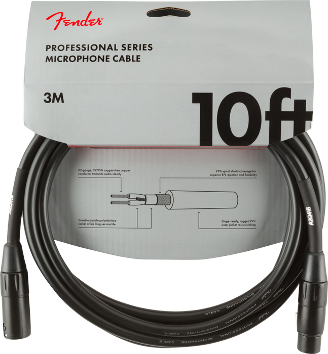 Fender Professional Series Microphone Cable 10ft. Black